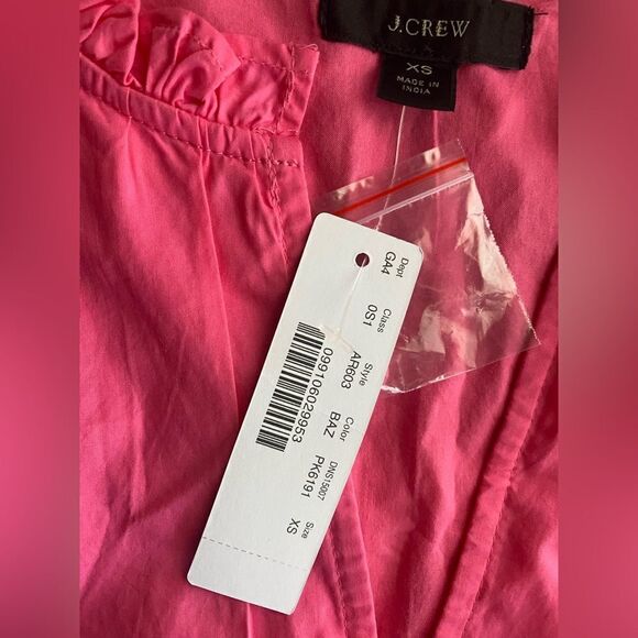 J Crew Dress  Womens Pink Sz XS  Ruffle Neck Short Sleeve Tiered Popover Cotton - Picture 14 of 14